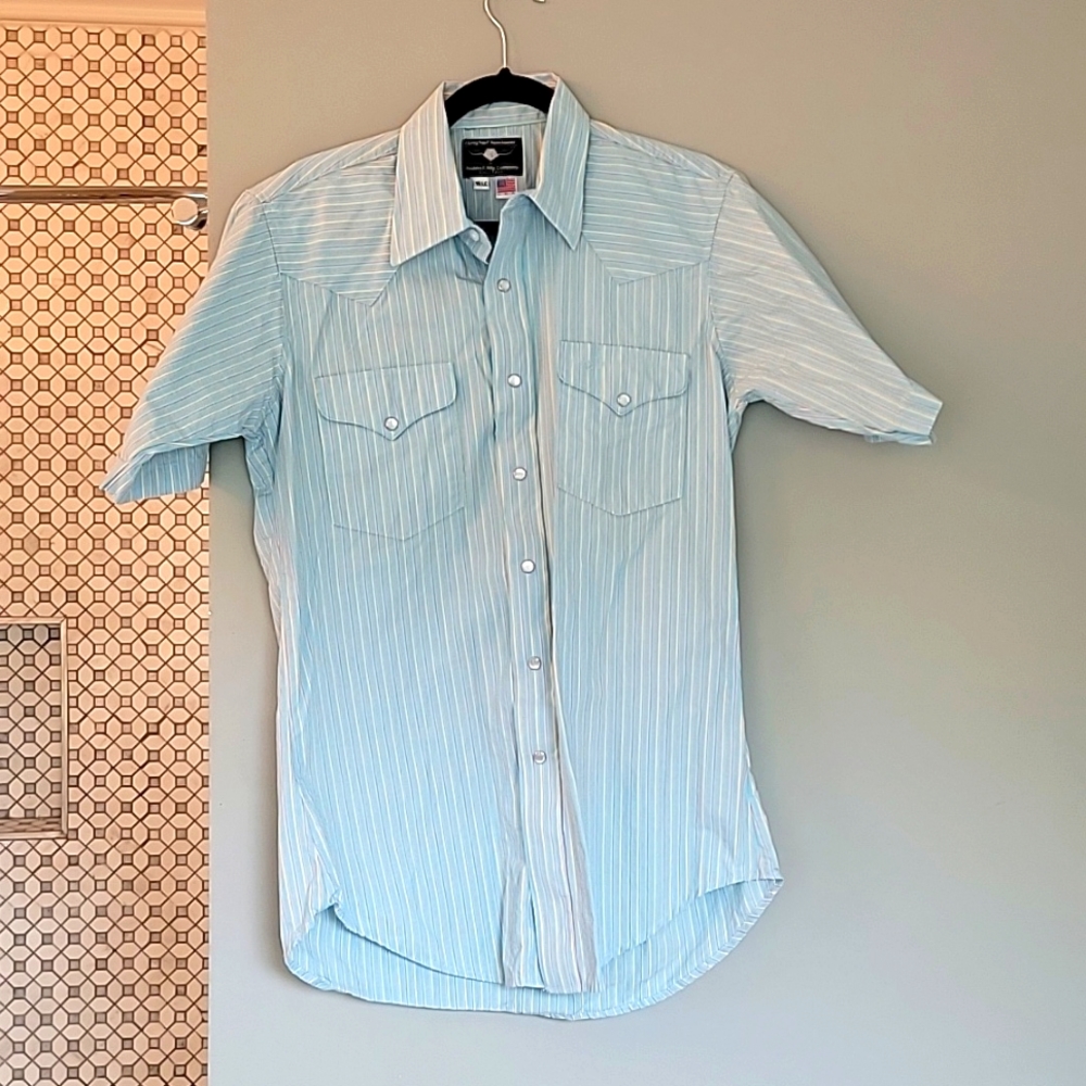 Flying Ranchwear by Ruddock Mfg Company Short Sleeve Striped Button shirt